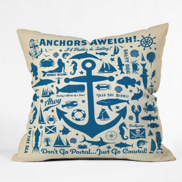 Anchors Aweigh Throw Pillow