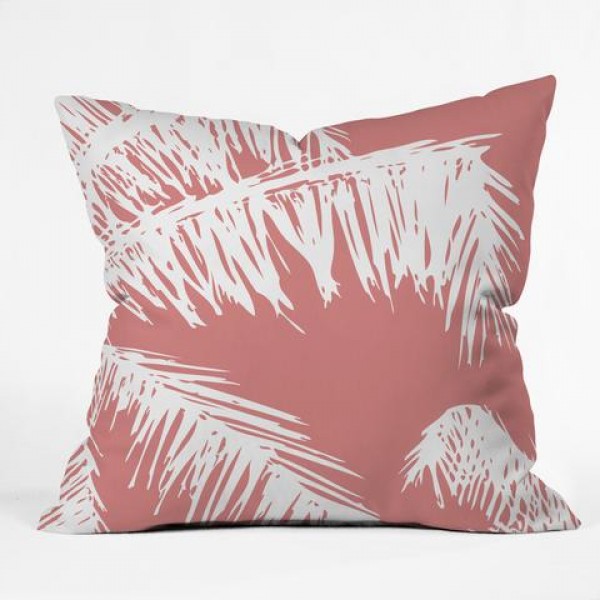 Silhouette Coral Palm Throw Pillow