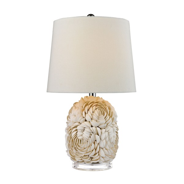 Natural Shell Table Lamp With Off White Linen Shade