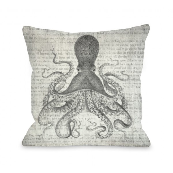 Vintage Octopus Throw Pillow